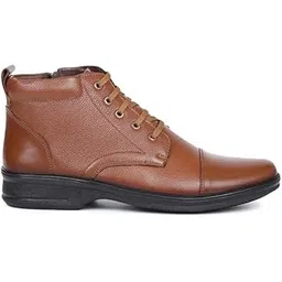 Durable Leather Outdoor Boots for Men High Ankle Support TPR Sole Comfortable 1 Heel for Hiking & Rough Terrains