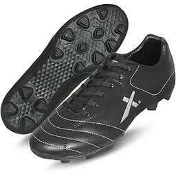 Dynamic 001 Football Shoes, Men's UK 5 (Black/Silver) Brazil Shin pad, Small (Blue/Yellow) Combo