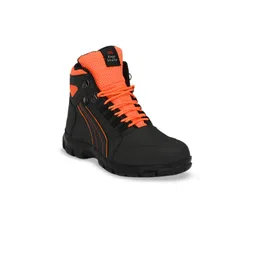 Eego Italy Men Black Colourblocked Leather Mid-Top Sneakers