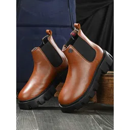 Eego Italy Men Mid-Top Block Heels Chelsea Boots