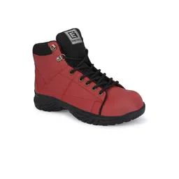 Eego Italy Men Red Leather Trekking Shoes