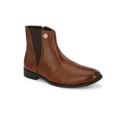Eego Italy Men Textured Genuine Leather Chelsea Boots