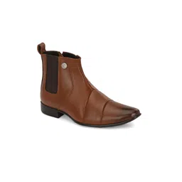 Eego Italy Men Textured Genuine Leather Chelsea Boots