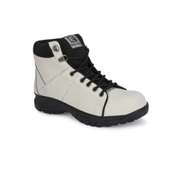 Eego Italy Men White Leather Heavy Duty Boots