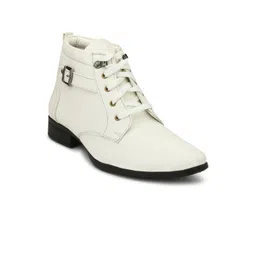 Eego Italy Men White Solid Mid-Top Flat Boots
