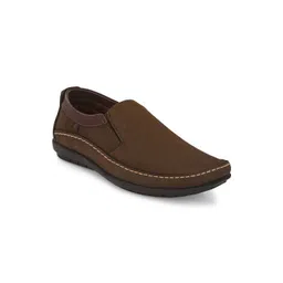 Egoss Men Textured Square Toe Comfort Insole Leather Slip-On Sneakers