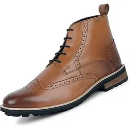 Egyptian Crust Leather Formal Lace Up Chuka Boot for Men | Comfortable for Business, Casual, Parties - Tan (LSBXCKBGSFTN) UK -