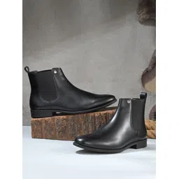 El Paso Men Black Faux Leather Casual Chelsea Boots Boots For Men