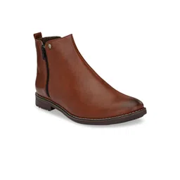 El Paso Men Brown Solid Mid-Top Flat Boots