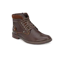 El Paso Men Brown Solid Synthetic Leather High-Top PRO Guard Flat Boots