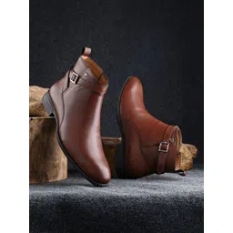 El Paso Men Buckled Mid-Top Regular Boots