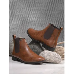 El Paso Men Tan Faux Leather Casual Chelsea Boots Boots For Men