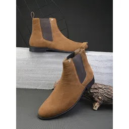 El Paso Men Textured Round Toe Chelsea Boots