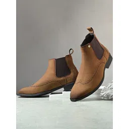 El Paso Round Toe Leather Chelsea Boots