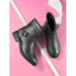 El Paso Women Black Faux Leather Casual Chelsea Boots Boots For Women