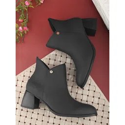 EL PASO Women Black Faux Leather Casual Chelsea Boots Boots For Women