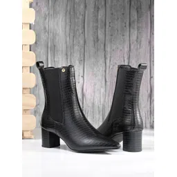 El Paso Women Black Faux Leather Casual Chelsea Boots Boots For Women