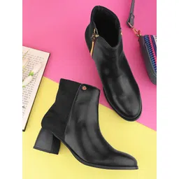 EL PASO Women Black Faux Leather Casual Chelsea Boots Boots For Women