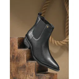 EL PASO Women Black Faux Leather Casual Slip On Boots Boots For Women