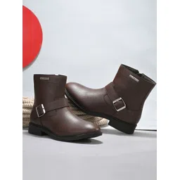 El Paso Women Brown Faux Leather Casual Chelsea Boots Boots For Women