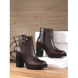 EL PASO Women Brown Faux Leather Casual Chelsea Boots Boots For Women