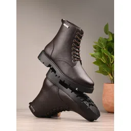 EL PASO Women Brown Faux Leather Casual Lace UP Boots Boots For Women