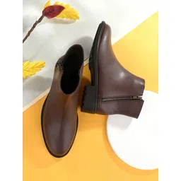 El Paso Women Brown Solid Casual Boot