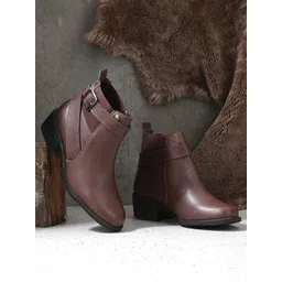 El Paso Women Brown Solid High Top Flat Boots