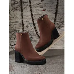 EL PASO Women Brown Suede Faux Leather Casual Chelsea Boots Boots For Women