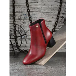 EL PASO Women Maroon Faux Leather Casual Chelsea Boots Boots For Women