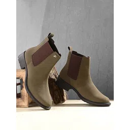 El Paso Women Mid Top Block-Heel Chelsea Boots