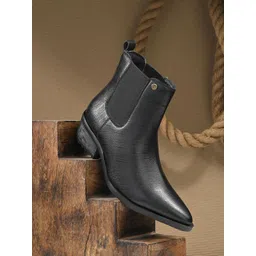 El Paso Women Pointed-Toe Block-Heeled Casual Chelsea Boots