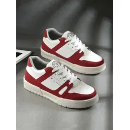 EL PASO Women Red Faux Leather Casual Lace Up Sneakers Sneakers For Women