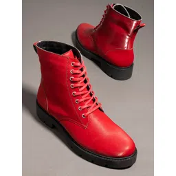 El Paso Women Red Flat Boots