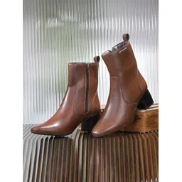 El Paso Women Tan Faux Leather Casual Chelsea Boots Boots For Women