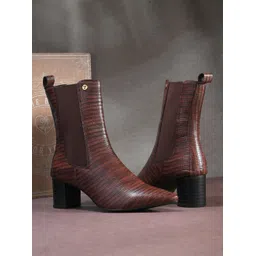 El Paso Women Tan Faux Leather Casual Chelsea Boots Boots For Women