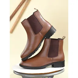 El Paso Women Tan Solid Boots