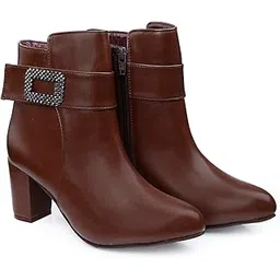 Elegant High Ankle Zipper Boots with Decorative Buckle and Fashion Trend