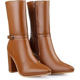Elegant Women's Mid-Calf Office, Winter Outings, and All Occasion Wear Boots with 9 CM Block Heel