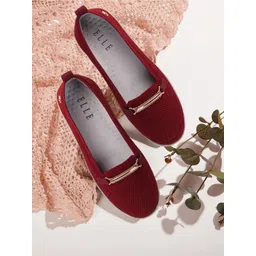 ELLE Women Maroon Colourblocked Slip-On Sneakers