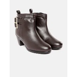 ELLE Women Mid-Top Block Heel Regular Boots With Buckle Detail