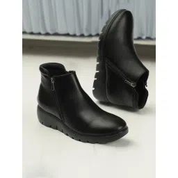 Elle Women's Black Wedge Boots
