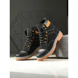 Erix Men Casual Block-Heeled Biker Boots