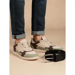 Ethik Men Colourblocked PU Sneakers