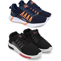 Exclusive Range of Men’s Flexible Comfortable Sports Running Shoes (Pack of 2) Multi