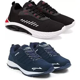 Exclusive Range of Sports Running Shoes for Men with All-Day Comfort (Pack of 2) Multi