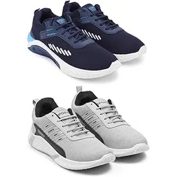 Exclusive Range of Sports Running Shoes for Men with Ergonomic Comfort (Pack of 2) Multi