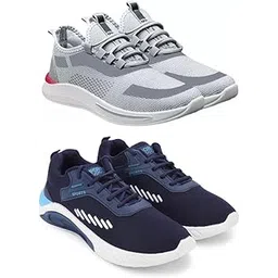 Exclusive Range of Sports Running Shoes for Men with Flexible Sole (Pack of 2) Multi