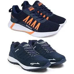 Exclusive Range of Sports Shoes for Men Running with Soft Cushion Comfort (Pack of 2) Multi