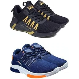 Exclusive Range of Stylish Sports Running Shoes for Men with Premium Cushion (Pack of 2) Multi